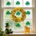 thumbnail image 4 of St. Patrick's Day Glitter Trefoil Ribbon Wreath, 9.2in Flexible Shamrock Garland Lucky Decorations for Irish Holiday Decor & Candle Holders, 4 of 5