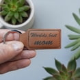 thumbnail image 6 of Keychain - Rectangle - Worlds best mom - Leather, 6 of 7