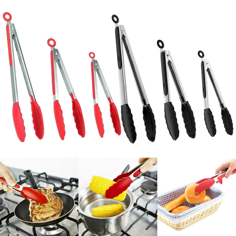 Hesroicy 3Pcs 7/9/12 Inch Kitchen Tongs Anti-scalding Non-Stick  Heat-resistant Ergonomic Design Rust-proof Food Delivery Dishwasher Safe  Stainless