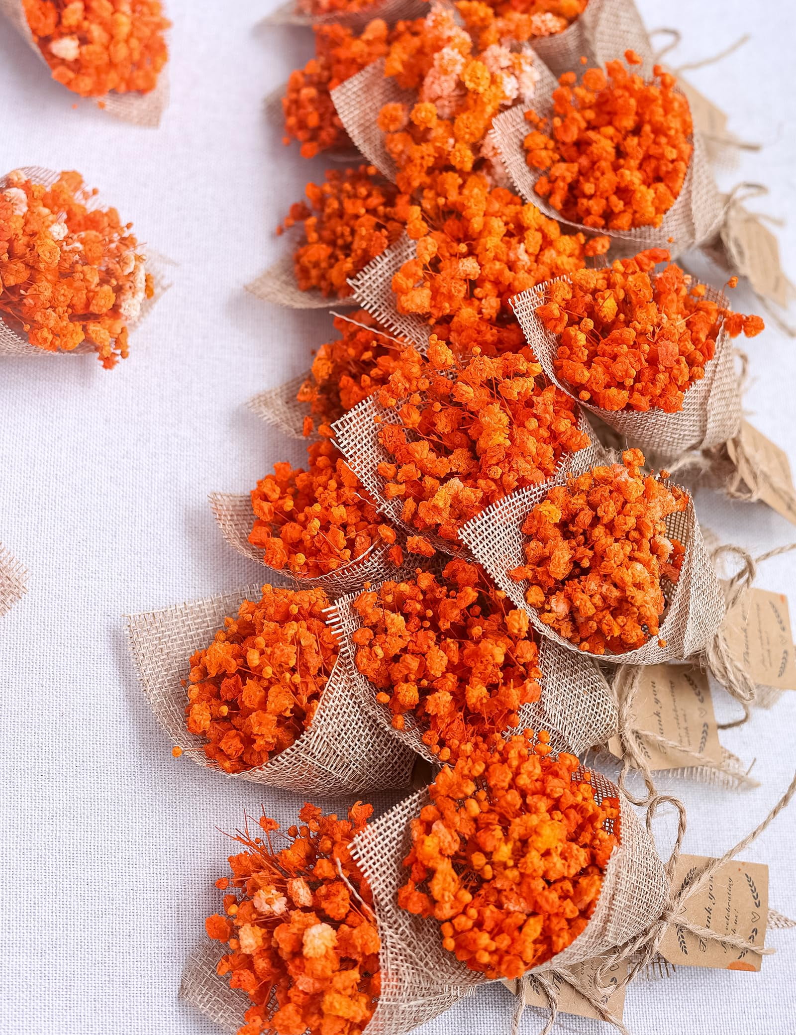 20-piece Set Mini Dried Flowers Bouquet For Rustic Wedding Favors Shower Party Guests Bridal Gifts Baptism Thank You Favor. (orange)