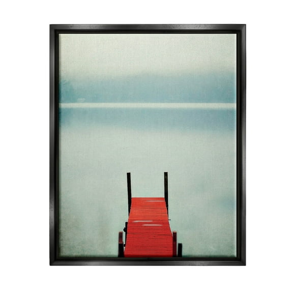 Stupell Industries Misty Red Dock Scene Photograph Jet Black Floating Framed Canvas Print Wall Art, Design by Carrie Ann Grippo-Pike