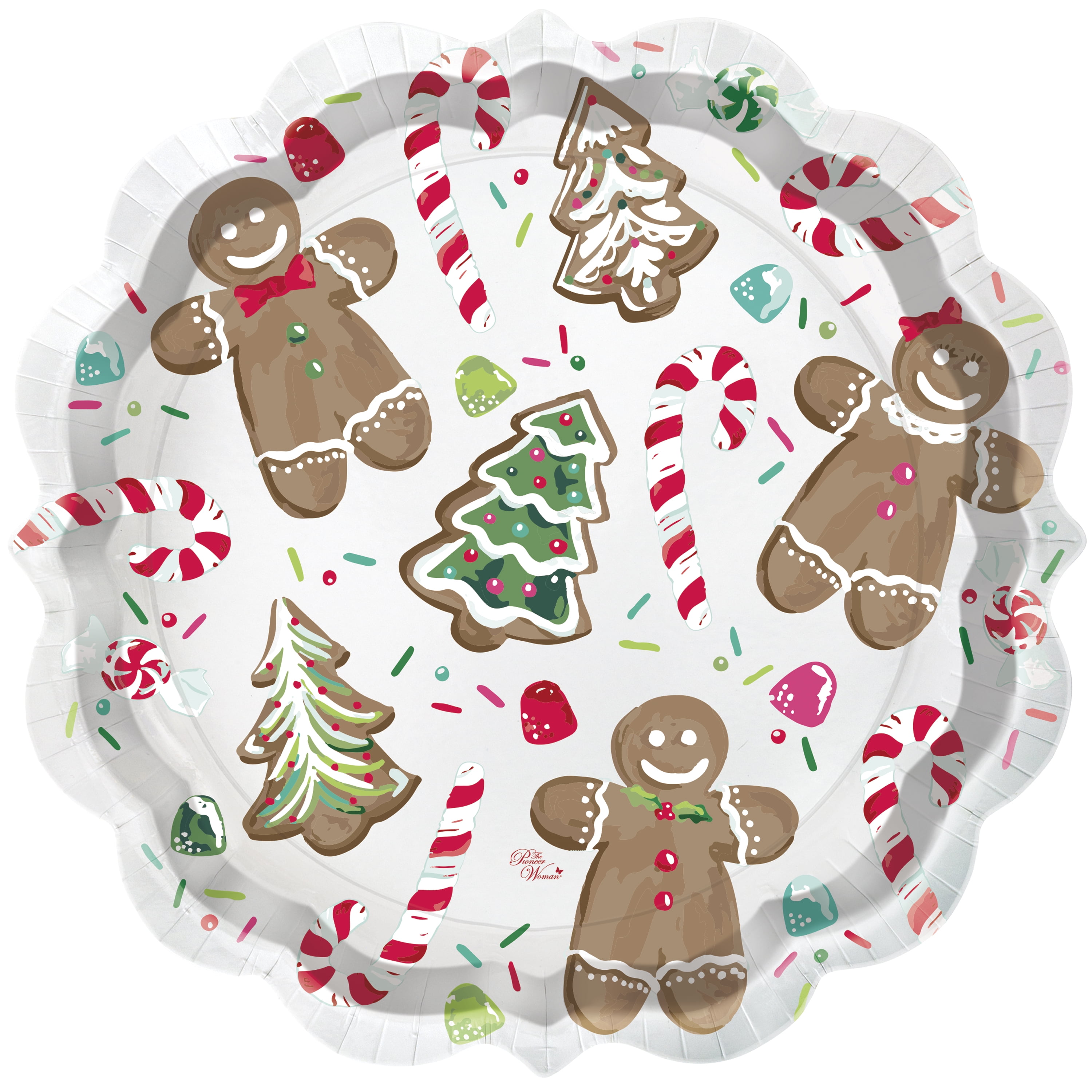 12 ct The Pioneer Women Gingerbread Christmas Dessert  Paper Plate 8 '' 