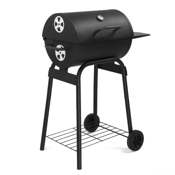 Charcoal BBQ Grill, Spacious Cooking Area with Warming Rack, Adjustable Charcoal Pan, Side Table & Wheels for Backyard/Camping