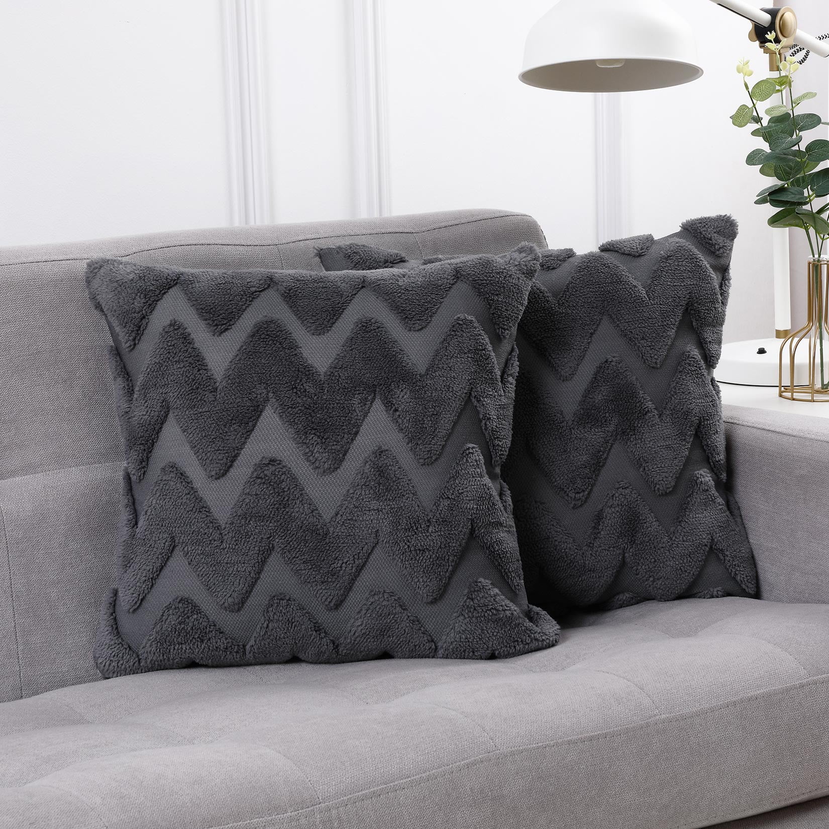 2 Pack Nordic Pillow Cover Wave Pattern Jacquard Comfortable Cotton ...