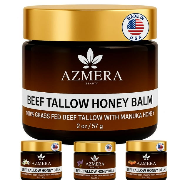 Bálsamo para la piel Azmera Beauty, 100% miel de manuka y sebo de res alimentados con pasto