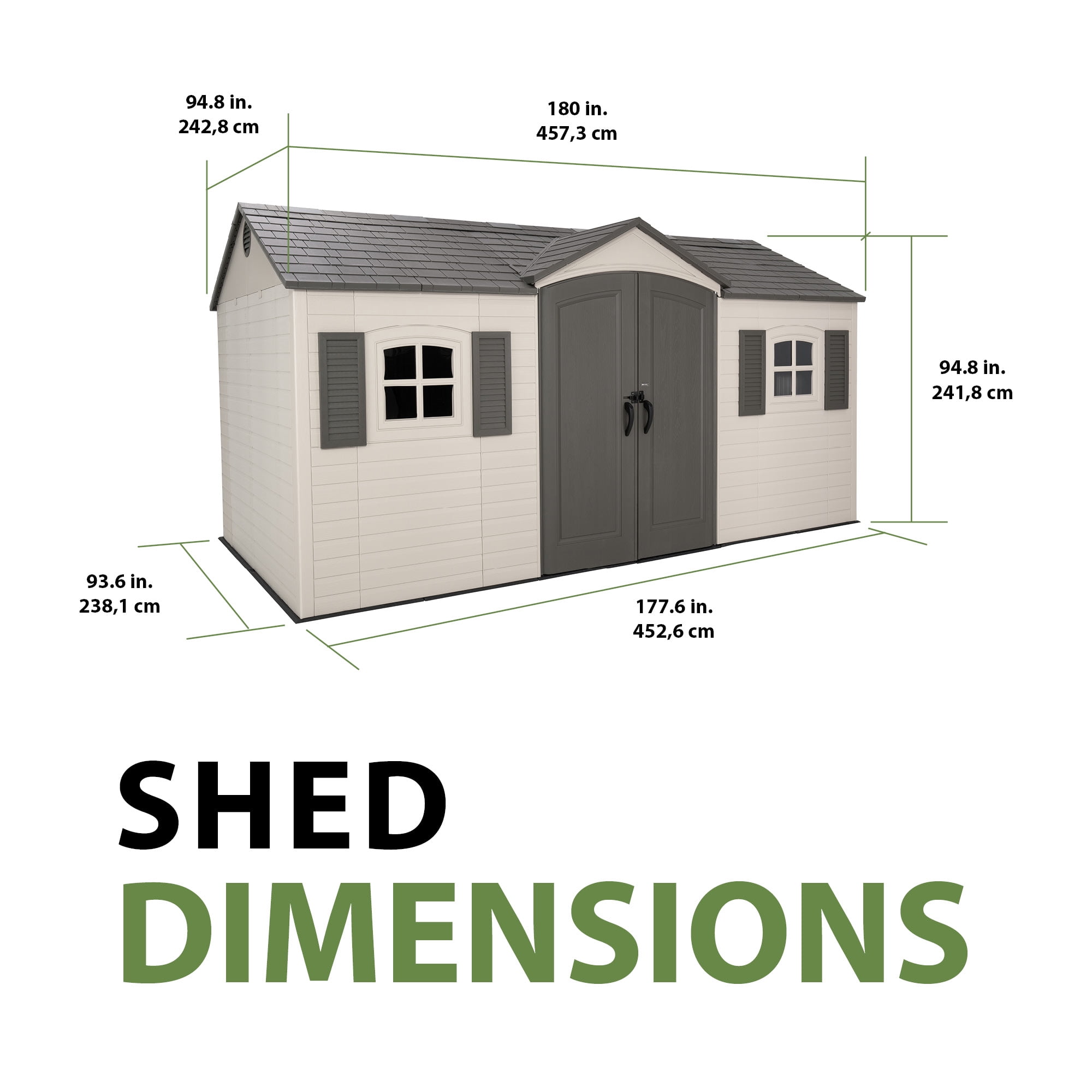 Lifetime Lockable DIY Polyethylene Outdoor Storage Shed, 106.5 sq. ft.,15' x 8' Tan & Gray (60465)