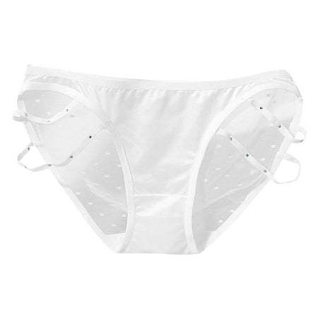vigerkar Womens Panties Mesh Lace Briefs Underwear Low Rise Plus Size Panty Silky Tactile Touch Seamless Panties White  XL