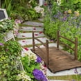 thumbnail image 5 of VINGLI 4 ft Garden Bridge Wooden Arch Footbridge-Carbonized Wood, 5 of 9