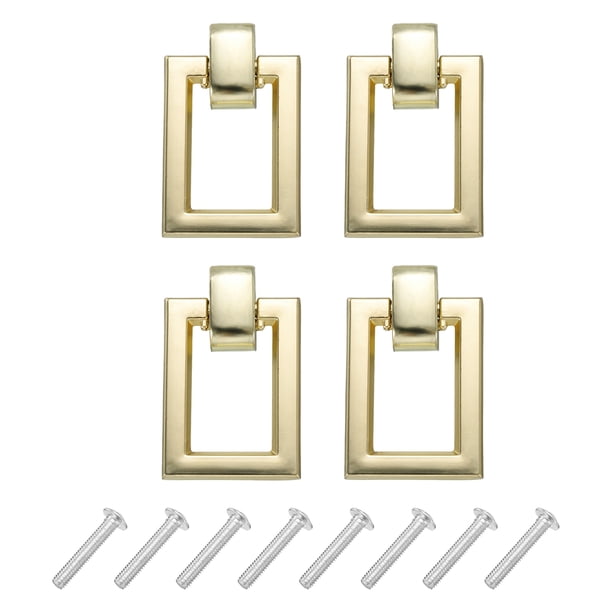 Uxcell 4 Juegos de Tiradores de Anillo Cuadrado de Doble Agujero con Tornillos para Cajón, Cobre