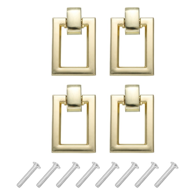 Uxcell 4 Juegos de Tiradores de Anillo Cuadrado de Doble Agujero con Tornillos para Cajón, Cobre