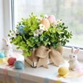 thumbnail image 5 of AURIGATE Easter Rustic Table Centerpiece, Artificial Greenery with Pastel Easter Eggs & Burlap Bow, Spring Wood Box Decor for Home Party Kitchen Dining Table, 5 of 6
