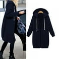 thumbnail image 2 of Women's Lightweight Zip Up Tunic Hoodies with Pockets,Long Sleeve Hooded Sweatshirts Thin Jacket with Zipper Outerwear Jacket Sweater Tops,Knee Length Casual Long Hoodie Jacket,S-XXL Dark Blue, 2 of 6