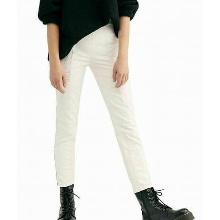 Free People Women's Kaelin Moto Skinny Jeans White Size 12