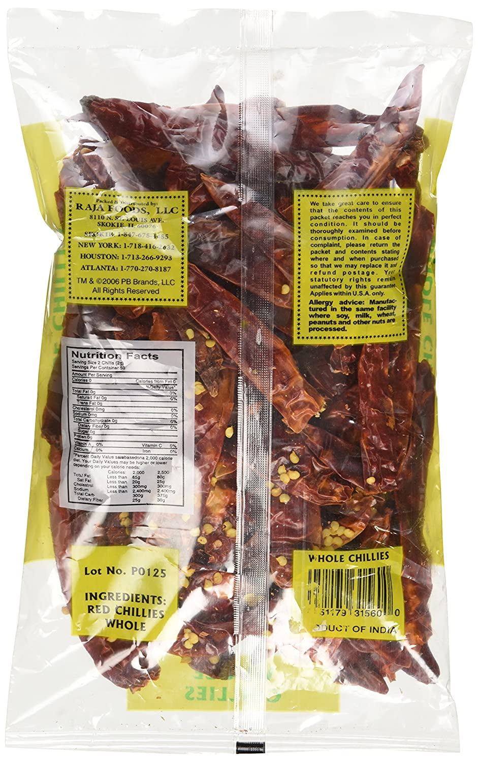 Buy swad whole red dried chillies 3.5oz., 100 grams/ indian groceries