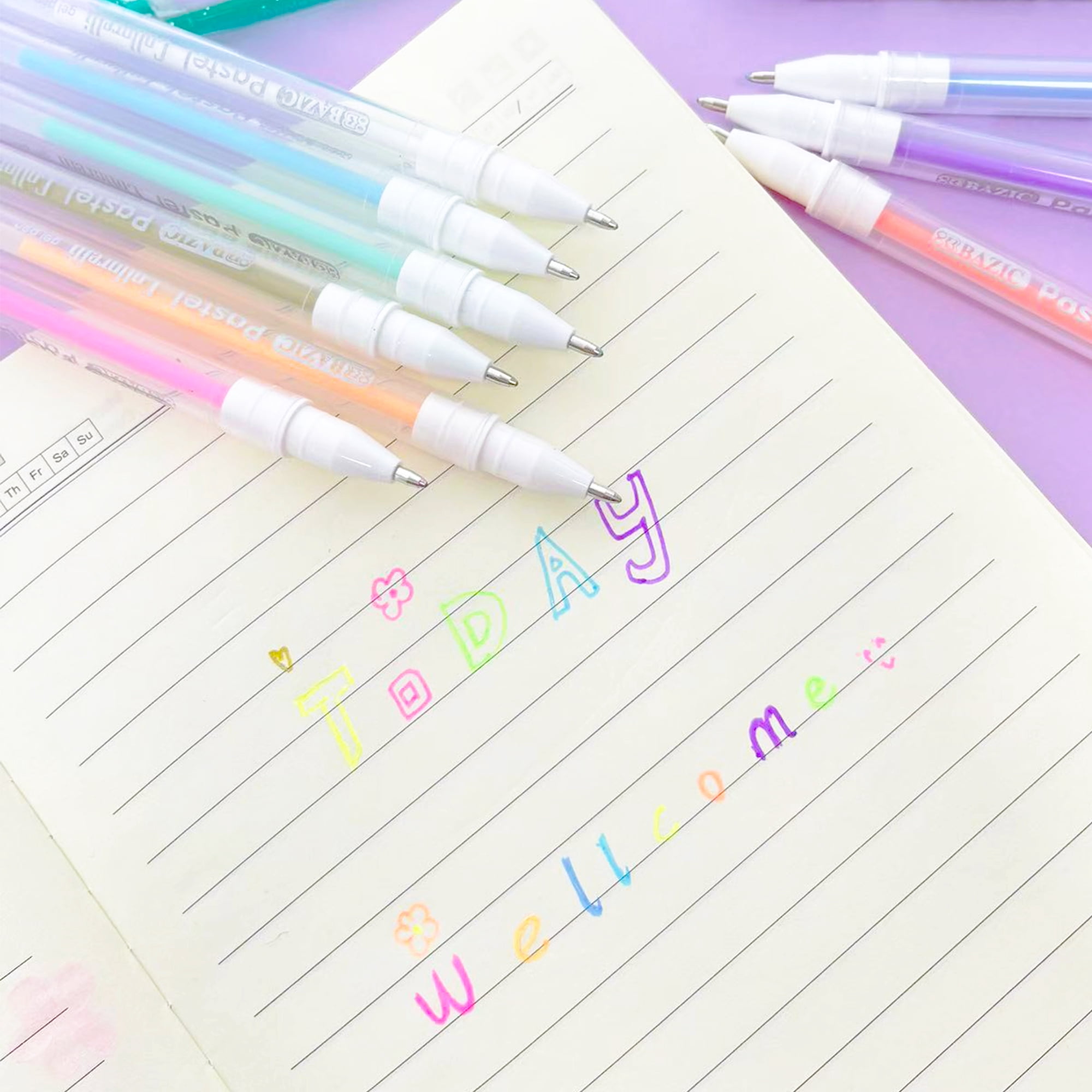 BAZIC Collorelli Gel Pen 0.8mm Pastel Color, Smooth Write (12/Pack), 24-Pack
