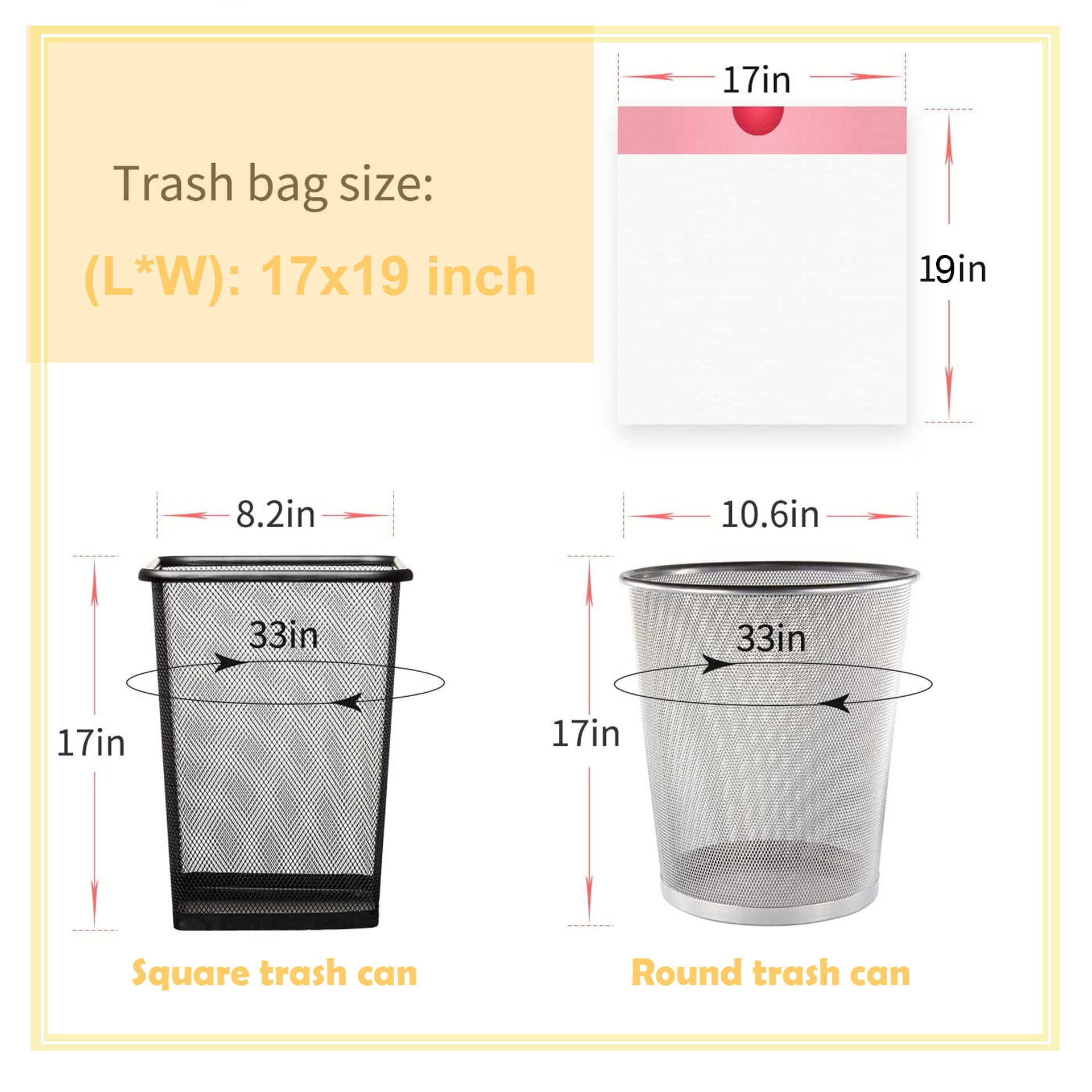 Hand-e Small Trash Can Liners, 100 Count - 4 Gallon Garbage Liners