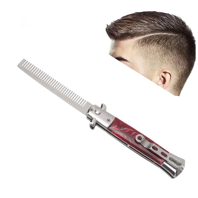 Peine De Pelo Plegable, Peine De Navaja De Acero Inoxidable De Bolsillo, Peine De Aceite Compacto Para El Cuidado Del Cabello Y La Barba, Herramienta De Belleza De Salón