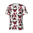 thumbnail image 5 of Vsdgher Rose Flowers Print Men's Dry Fit Mesh Athletic Shirts Moisture Wicking Tennis T-Shirt Tops, 5 of 9