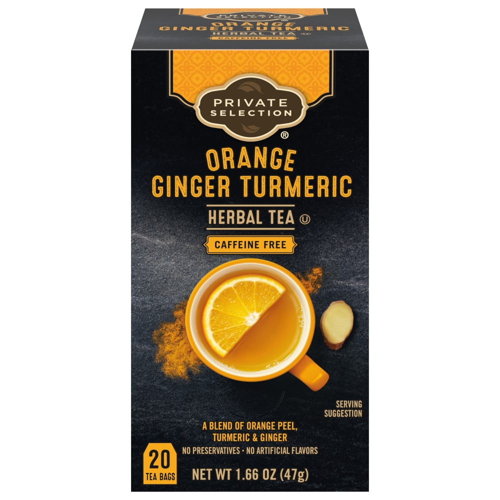 Private Selection Orange Ginger Turmeric Herbal Tea Bags 20 ct - 3 Pack
