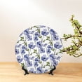 thumbnail image 6 of Kdxio Blue Flax Flowers Bone China Decorative Plate Ceramic Decorative Plate for Home Office Wall Stand Decorative Plates for Home Bedroom-10in, 6 of 6