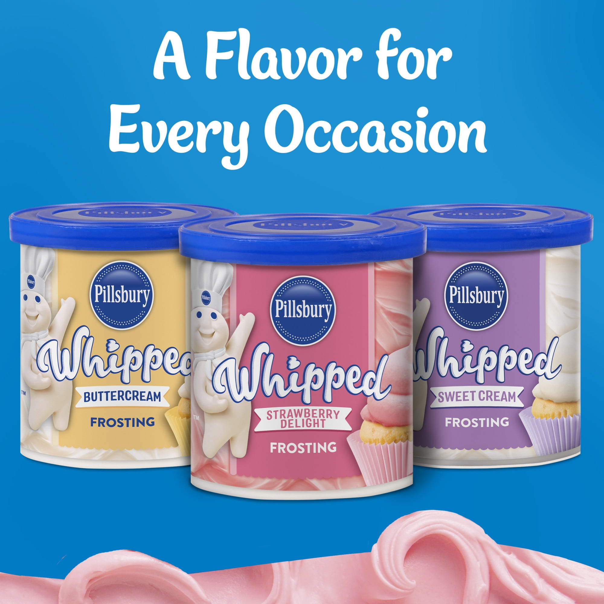 (8 pack) Pillsbury Whipped Strawberry Delight Frosting, 12 oz Tub
