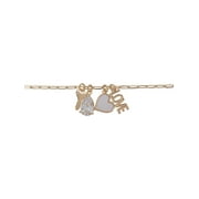 Believe by Brilliance Women's Adult Female 14kt Gold Flash Plated Heart and Love Genuine Mother of Pearl and CZ Necklace and Earring Set