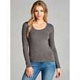 thumbnail image 2 of Emmalise Women's Plain Basic Cotton Spandex Scoop Neck Long Sleeve T Shirt, 2 of 3
