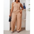 thumbnail image 4 of Trajes de pantalón para mujer CXXQ, casual, 2 piezas, caqui, 2 unidades, 4 of 8