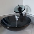 thumbnail image 3 of Novatto TIS-168GMB Nera Clear Slate Grey Round Glass Vessel Bathroom Sink with Matte Black Pop-up Drain, Mounting Ring, 3 of 3