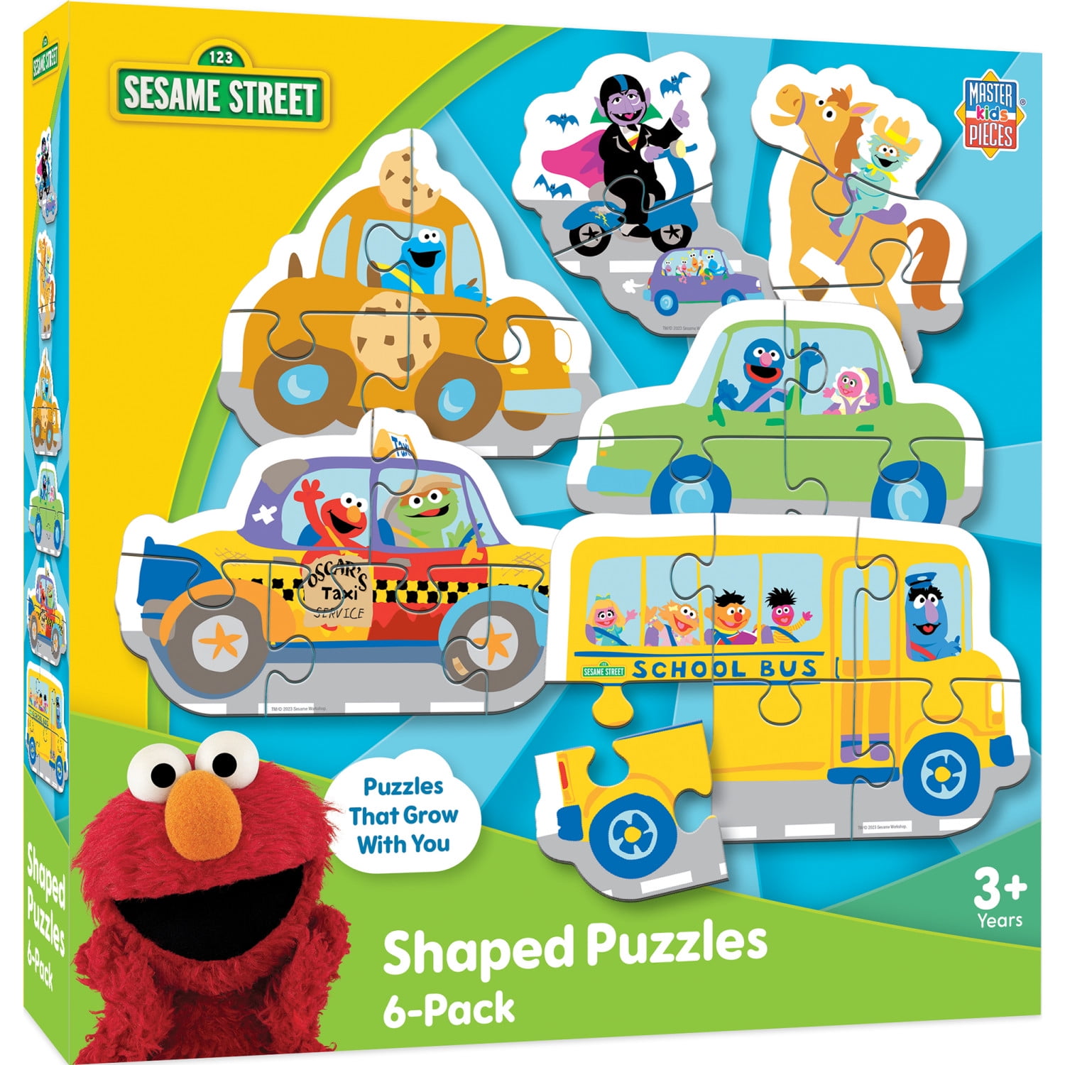 MasterPieces Sesame Street - Vehicles 6-Pack Mini Shaped Puzzles for Kids
