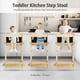 thumbnail image 4 of Para niños bamboo kitchen step stool - 3 height adjustable con safety guardrail y anti - slip, para kitchen counters, bathroom sinks y play areas, 4 of 7