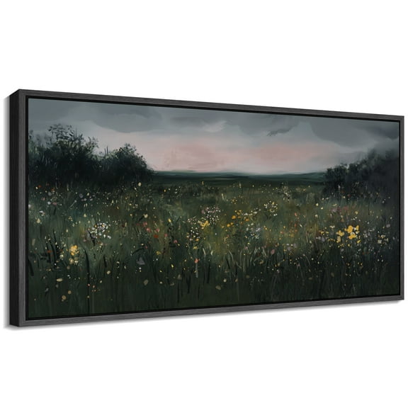 Large Framed Canvas Print Abstract Modern Wall Art Decorative Ready to Hang Painting for Living room Bedroom - 60"x30" Black Frame