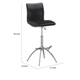thumbnail image 5 of Benjara Deko 26-31" Adjustable Height Barstool Chair (Set of 2)- Chrome/Black, 5 of 7