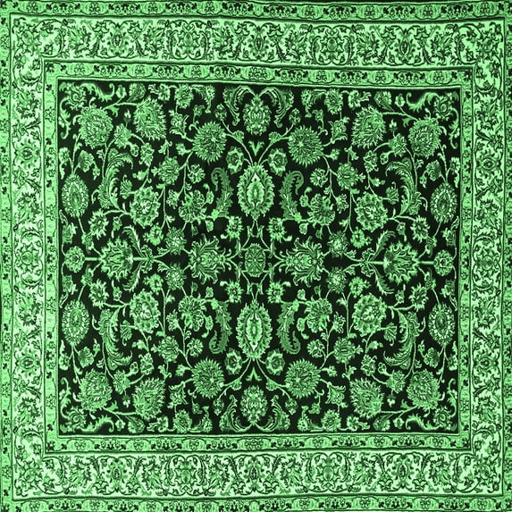 Ahgly Company Indoor Square Persian Emerald Green Traditional Area Rugs, 7' Square