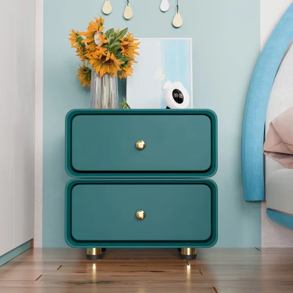 AFANQI Modern Rotatable Nightstands with 2 Drawers Bedroom Bedside Table End Side Desk