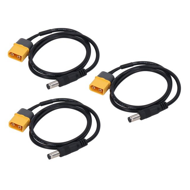 Cable adaptador de batería XT60 a CC (3 unidades, macho a macho), cable de carga para dron o coche.