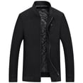 thumbnail image 2 of Mens Jacket Casual Solid Zippered Pocket Long Sleeve Woolen with Baseball Uniform Lightweight Jacket Casual Jacket Black M, 2 of 9