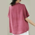 thumbnail image 5 of Dazajoo Womens Cotton Linen V Neck Tops Vintage Embroidered Button T Shirt Summer Beach Casual Loose Short Sleeve Blouse,Purple,XXXL, 5 of 6