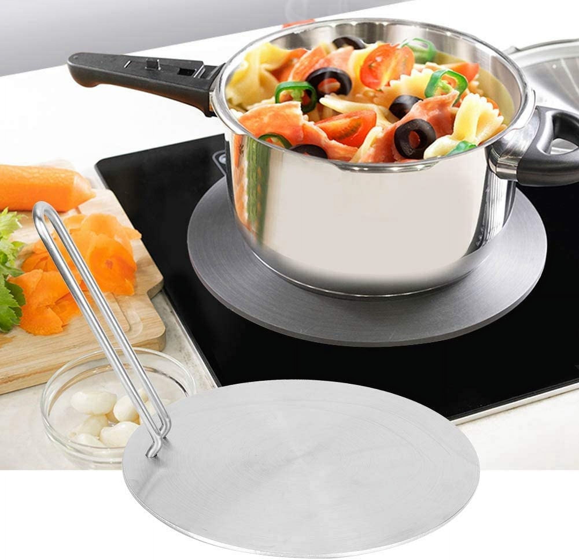 ABCISI Induction Converter Heat Diffuser Simmer Ring Plate,Stainless Steel Heat Diffuser Induction Plate with Stainless Handle Adapter Converter Gas Electric Cooker Plate (20cm)