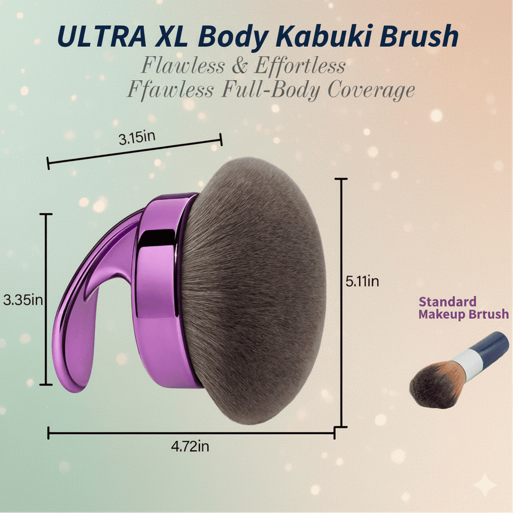 WendMart Charcoal-Infused Kabuki Brush for Self Tanner, Body Foundation & Bronzer – XL Body Makeup Applicator for Legs & Arms | Flawless, Streak-Free Airbrushed Finish