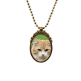 thumbnail image 1 of Rayas amarillas Cat Stare animal Collar Colgante Vintage de bronce antiguo de joyeria de lujo de regalo Unbranded M, 1 of 3