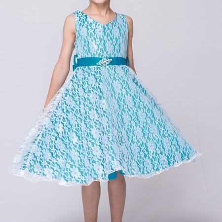

Aayomet Flower Girl Dresses Children s Dress Big Children s Sleeveless Lace Princess Fluffy Dress Girls Wedding Dress Flower Light Blue 7-8 Years