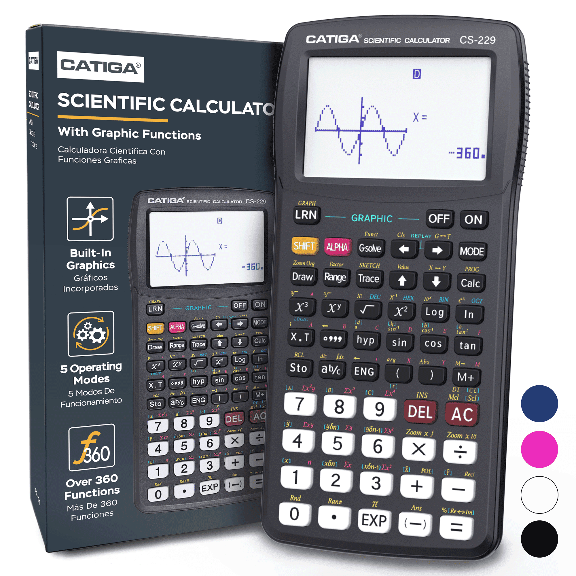 CATIGA CS-229 Scientific Graphing Calculator, Black photo 1