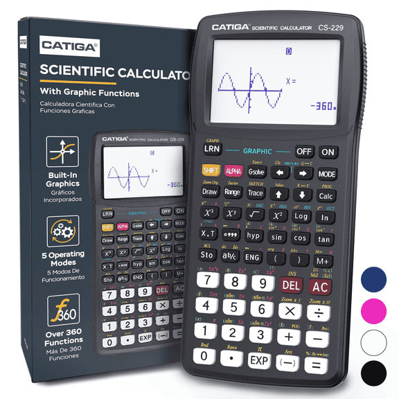 Scientific Calculator with Graphic Functions - Multiple Modes with Intuitive Interface - Perfect for Beginner and Advanced Courses, High School or College (White)