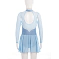 thumbnail image 5 of vastwit Kids Girls Figure Ice Skating Dress Long Sleeve Rhinestone Sheer Mesh Ballerina Dancewear Sky Blue 14, 5 of 7