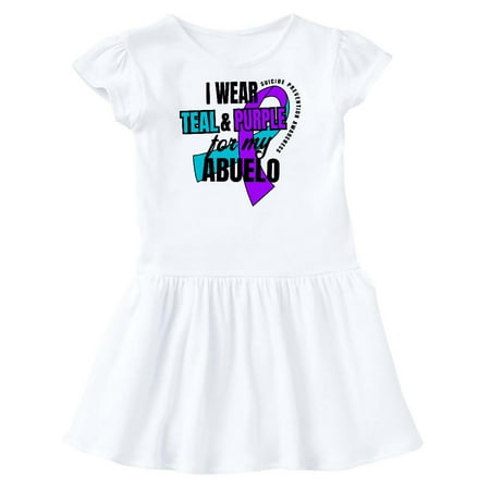 

Inktastic Suicide Prevention I Wear Teal and Purple for My Abuelo Gift Toddler Girl Dress