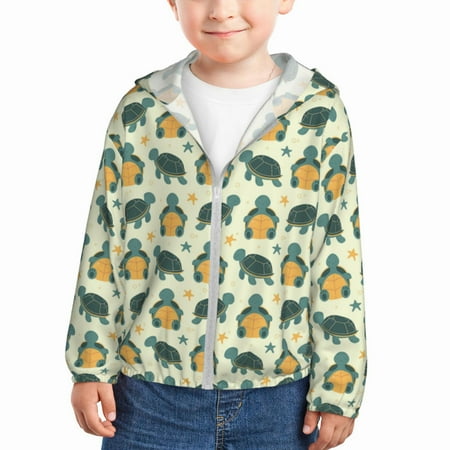 

Lukts Cartoon Turtles Print Children s Long-Sleeved Sun Protection Clothing Hooded Sweatshirts for Boys and Girls Outdoor Sports-4 Years