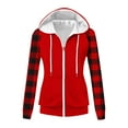 thumbnail image 4 of Sweatshirts for Women Hooded Plaid Printed Pocket Long Sleeve Sweatshirt,Womens Sweatshirtss Red, 4 of 6
