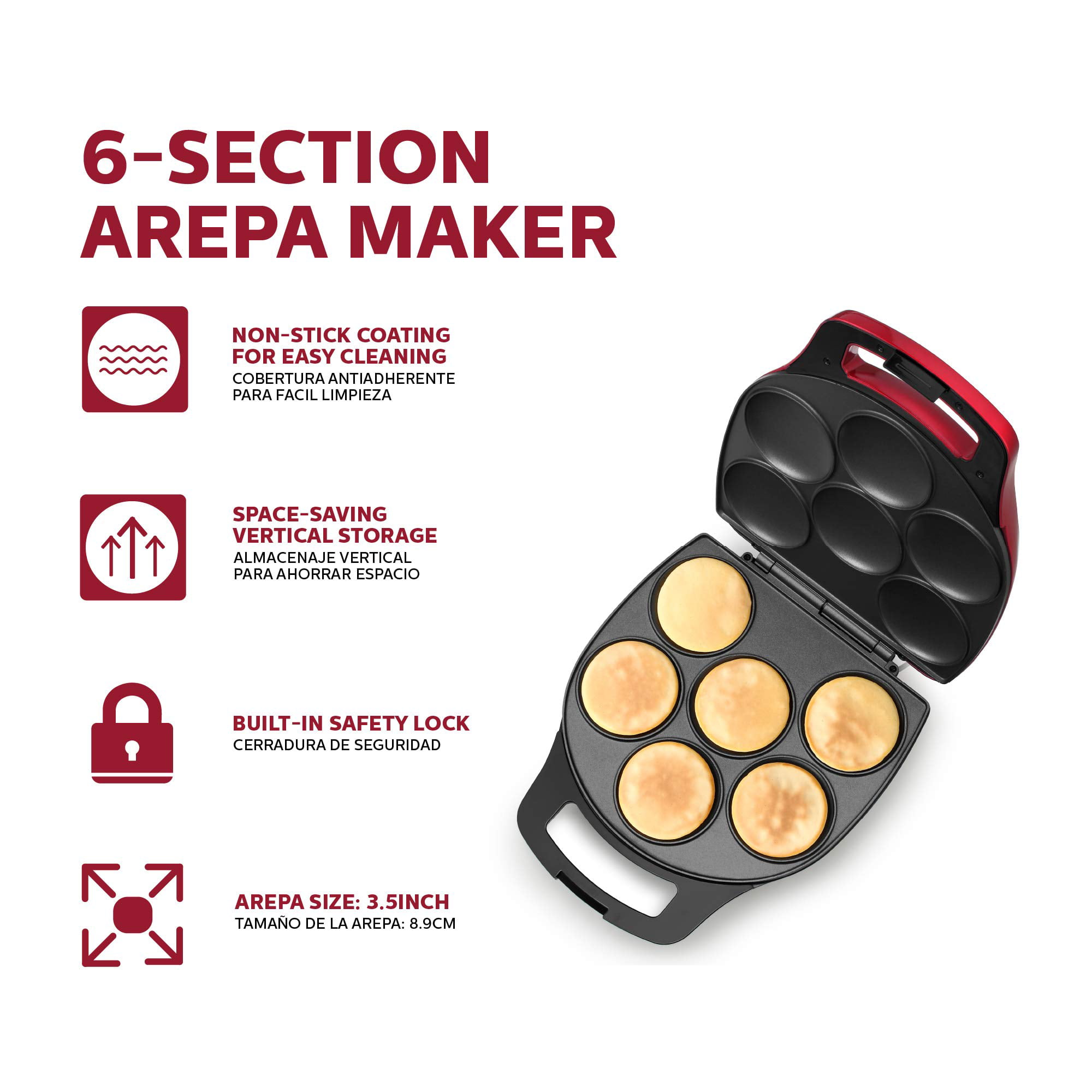  Holstein Housewares - Non-Stick Electric Arepa Maker, Bakes  Arepas, Eggs, Cookies and More, Makes 2, Black: Home & Kitchen