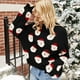 thumbnail image 5 of Suéteres de otoño para mujer, UMfun, suéteres de manga larga con cuello redondo y estampado navideño de Papá Noel para mujer, 5 of 5